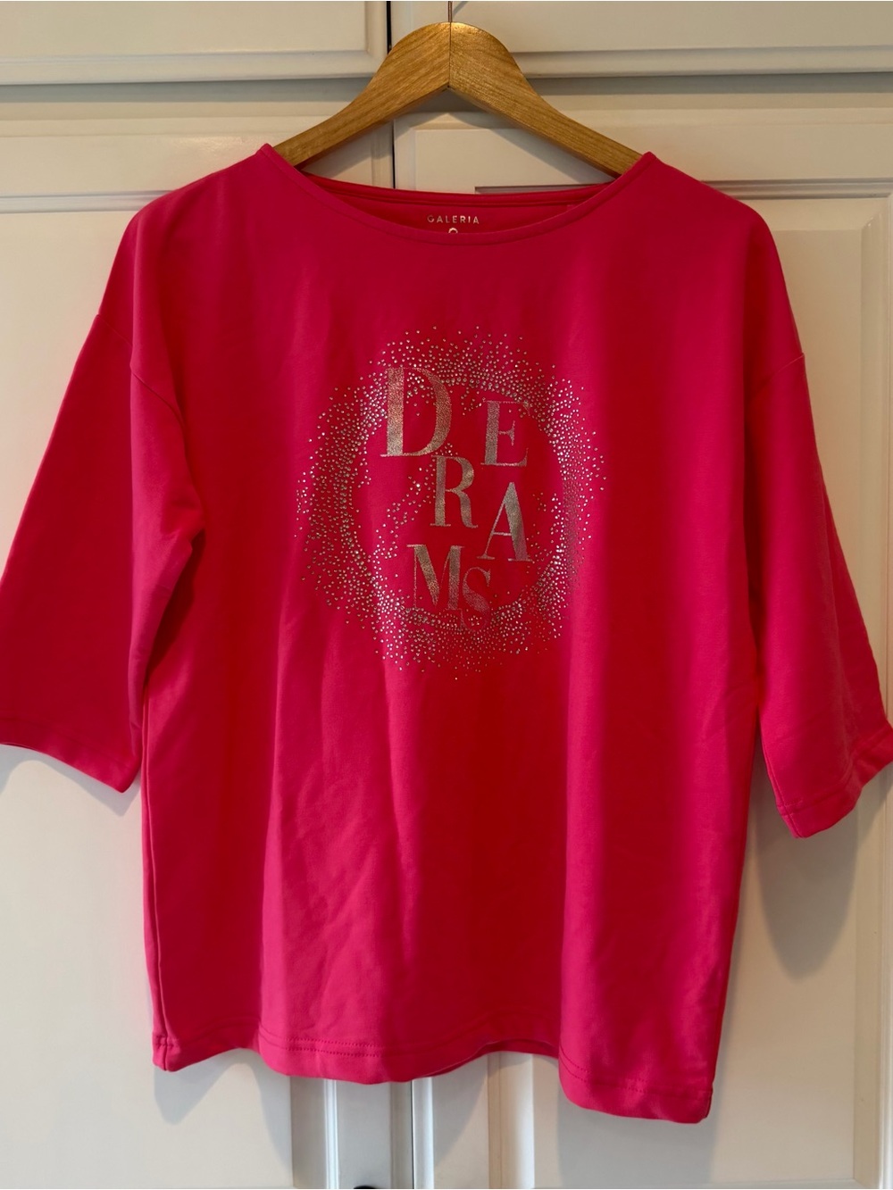 Brand New Bright Pink Rhinestone 'Dreams' Tee Size 12
